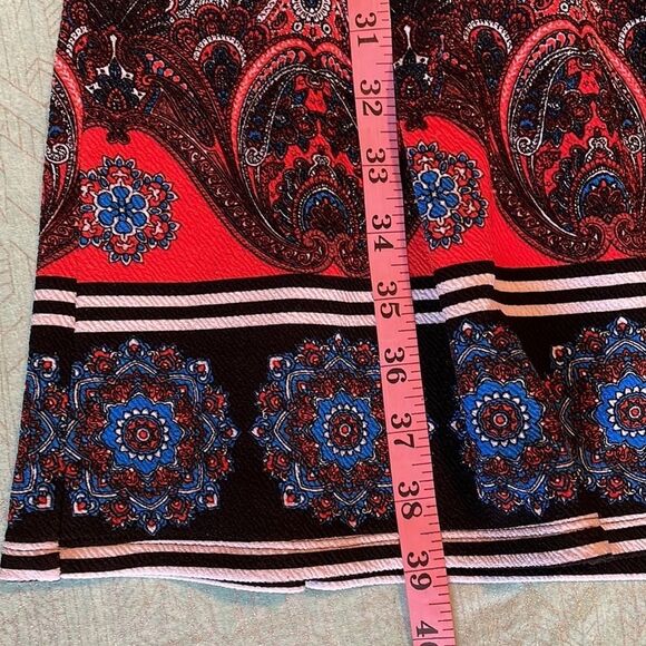 LULAROE Amelia Dress size S beautiful rich blue with colorful pattern accents - Picture 10 of 14